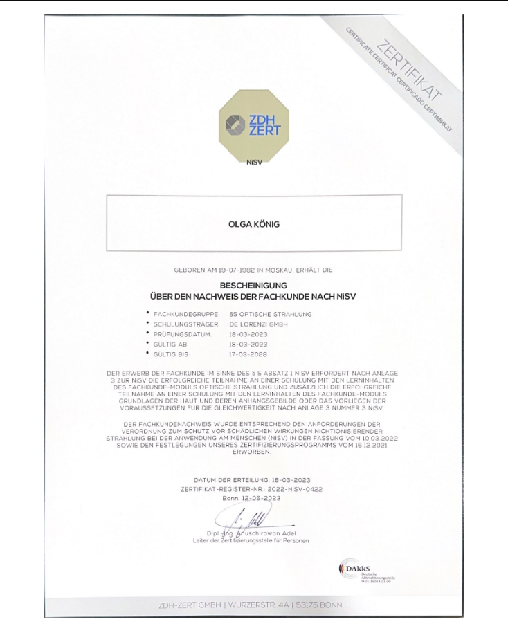 NiSV Zertifikat Ministry of Beauty